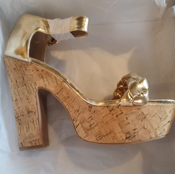 Women's High Heel Block Platform With Braid Detail Size 10 - Picture 4 of 6